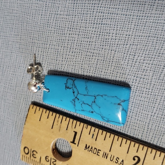 New Beautiful Geniune Slab Turquoise Dangle Post Earrings - Picture 6 of 6